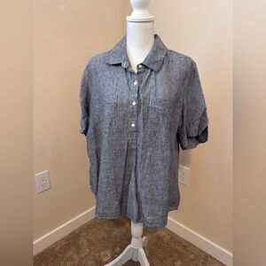 Lord & Taylor Navy Linen Shirt